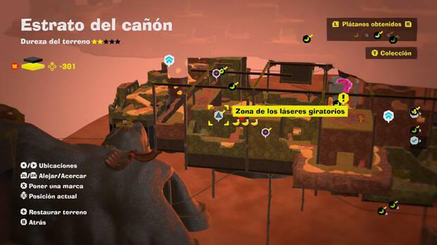 Donkey Kong Bananza - Localización en el mapa del plátano 69 en Estrato del cañón