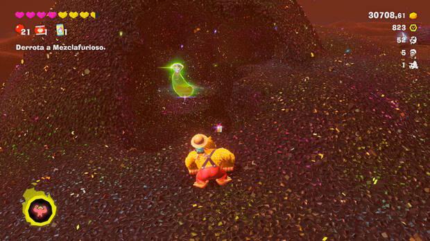 Donkey Kong Bananza - Ubicación del plátano 77 en Estrato del cañón