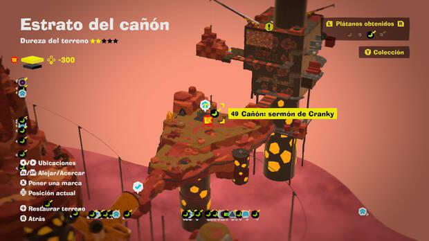 Donkey Kong Bananza - Localización en el mapa del plátano 49 en Estrato del cañón