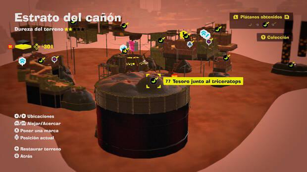 Donkey Kong Bananza - Localización en el mapa del plátano 77 en Estrato del cañón