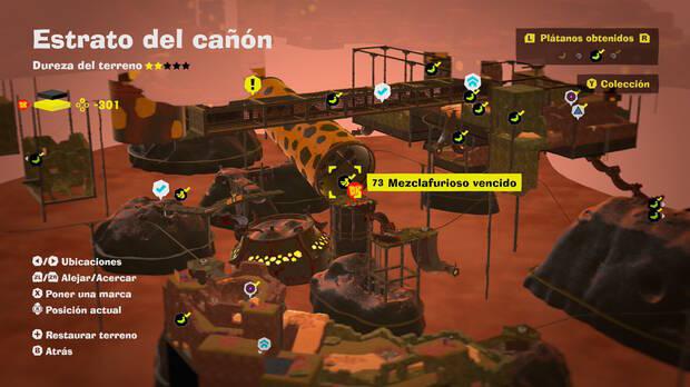 Donkey Kong Bananza - Localización en el mapa del plátano 73 en Estrato del cañón
