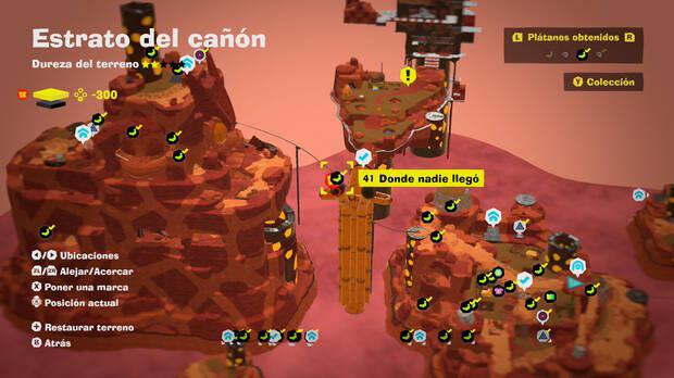 Donkey Kong Bananza - Localización en el mapa del plátano 41 en Estrato del cañón
