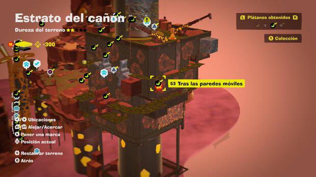 Donkey Kong Bananza - Localización en el mapa del plátano 53 en Estrato del cañón