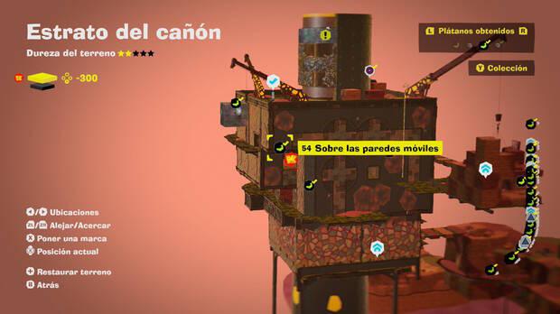 Donkey Kong Bananza - Localización en el mapa del plátano 54 en Estrato del cañón