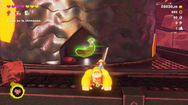 Donkey Kong Bananza - Ubicación del plátano 52 en Estrato del cañón