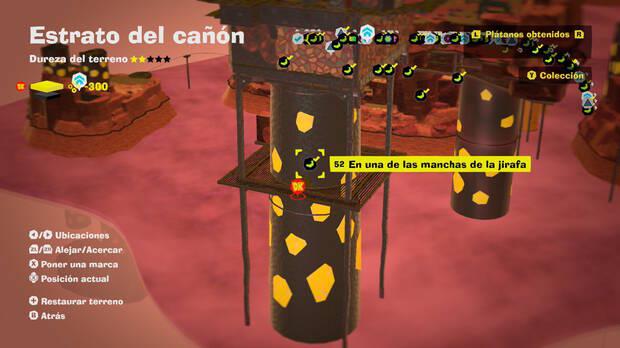 Donkey Kong Bananza - Localización en el mapa del plátano 52 en Estrato del cañón