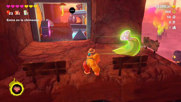 Donkey Kong Bananza - Ubicación del plátano 56 en Estrato del cañón