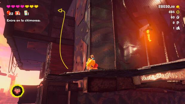 Donkey Kong Bananza - Ubicación del plátano 54 en Estrato del cañón