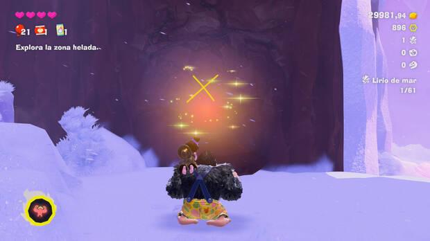 Donkey Kong Bananza - Ubicación del fósil Lirio de mar 01 en Estrato del glaciar