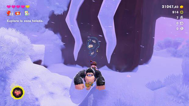 Donkey Kong Bananza - Ubicación del fósil Lirio de mar 08 en Estrato del glaciar
