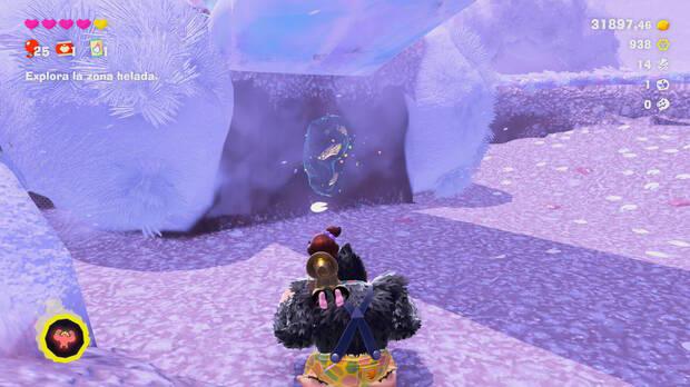 Donkey Kong Bananza - Ubicación del fósil Lirio de mar 15 en Estrato del glaciar