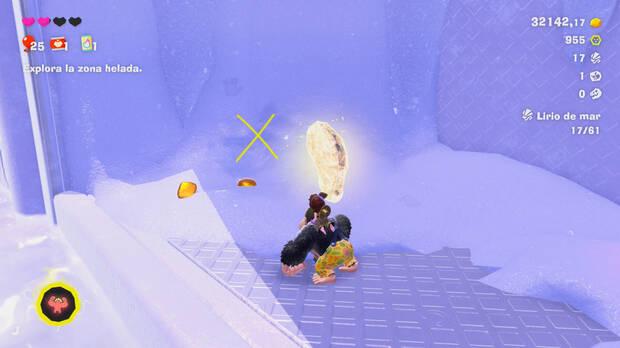 Donkey Kong Bananza - Ubicación del fósil Lirio de mar 17 en Estrato del glaciar