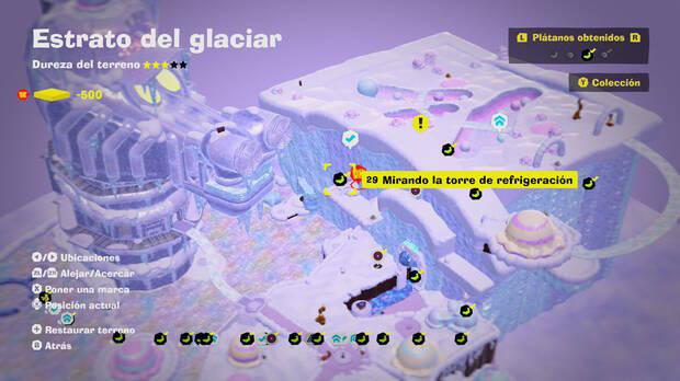 Donkey Kong Bananza - Localización en el mapa del plátano 29 en Estrato del glaciar
