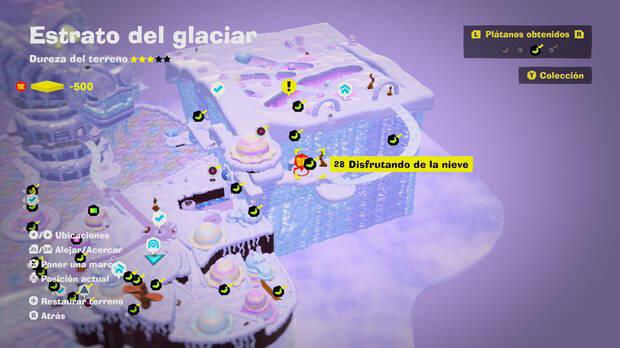 Donkey Kong Bananza - Localización en el mapa del plátano 28 en Estrato del glaciar
