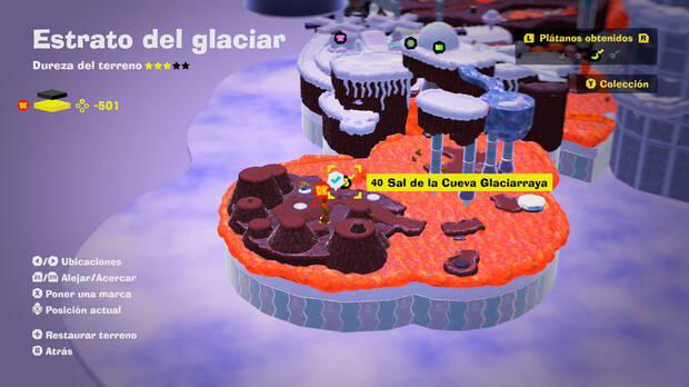Donkey Kong Bananza - Localización en el mapa del plátano 40 en Estrato del glaciar