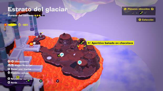 Donkey Kong Bananza - Localización en el mapa del plátano 41 en Estrato del glaciar