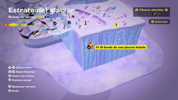 Donkey Kong Bananza - Localización en el mapa del plátano 24 en Estrato del glaciar