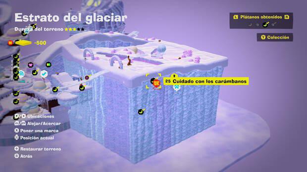 Donkey Kong Bananza - Localización en el mapa del plátano 25 en Estrato del glaciar