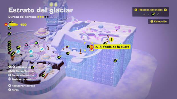 Donkey Kong Bananza - Localización en el mapa del plátano 27 en Estrato del glaciar