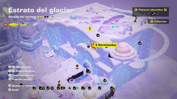 Donkey Kong Bananza - Localización en el mapa del plátano 26 en Estrato del glaciar