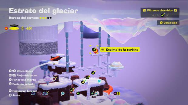Donkey Kong Bananza - Localización en el mapa del plátano 51 en Estrato del glaciar