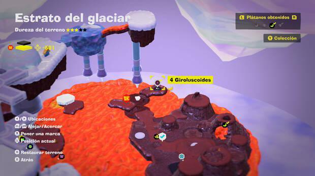 Donkey Kong Bananza - Localización en el mapa del plátano 42 en Estrato del glaciar