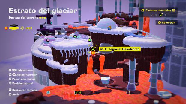 Donkey Kong Bananza - Localización en el mapa del plátano 43 en Estrato del glaciar