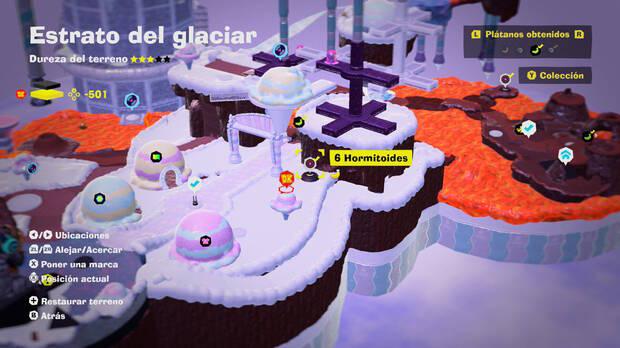 Donkey Kong Bananza - Localización en el mapa del plátano 44 en Estrato del glaciar