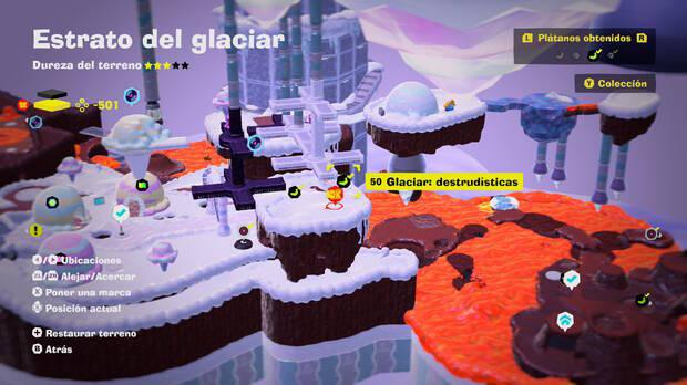 Donkey Kong Bananza - Localización en el mapa del plátano 50 en Estrato del glaciar