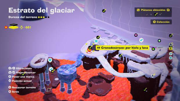 Donkey Kong Bananza - Localización en el mapa del plátano 49 en Estrato del glaciar