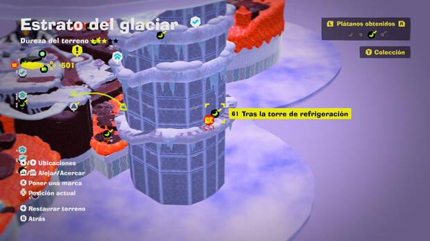 Donkey Kong Bananza - Localización en el mapa del plátano 61 en Estrato del glaciar