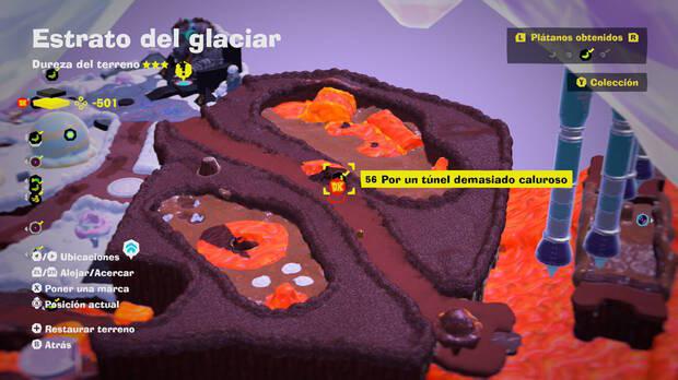 Donkey Kong Bananza - Localización en el mapa del plátano 56 en Estrato del glaciar