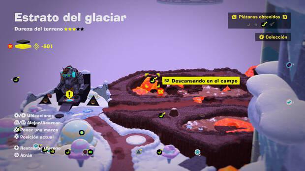 Donkey Kong Bananza - Localización en el mapa del plátano 52 en Estrato del glaciar