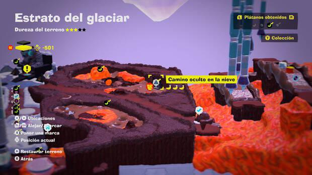 Donkey Kong Bananza - Localización en el mapa del plátano 53 en Estrato del glaciar