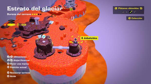Donkey Kong Bananza - Localización en el mapa del plátano 78 en Estrato del glaciar