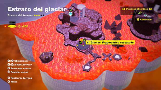 Donkey Kong Bananza - Localización en el mapa del plátano 83 en Estrato del glaciar