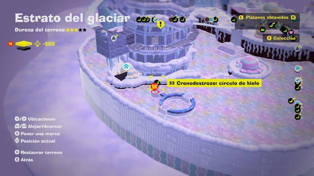 Donkey Kong Bananza - Localización en el mapa del plátano 33 en Estrato del glaciar