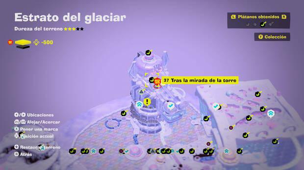 Donkey Kong Bananza - Localización en el mapa del plátano 37 en Estrato del glaciar