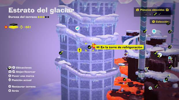Donkey Kong Bananza - Localización en el mapa del plátano 60 en Estrato del glaciar