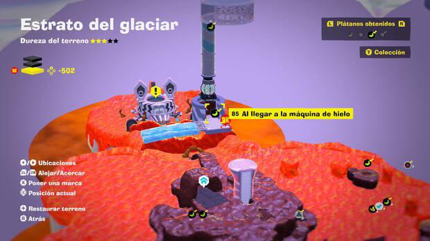 Donkey Kong Bananza - Localización en el mapa del plátano 85 en Estrato del glaciar