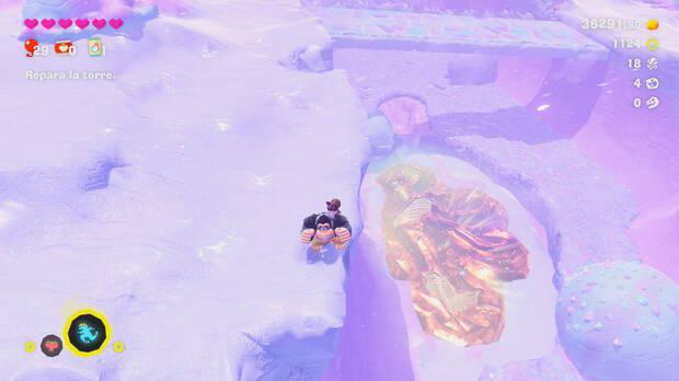Donkey Kong Bananza - Ubicación del fósil tiranosaurio en Estrato del glaciar