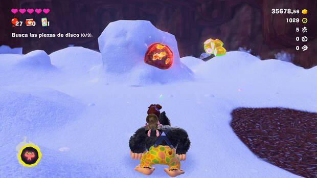 Donkey Kong Bananza - Ubicación del fósil insecto en ámbar 07 en Estrato del glaciar