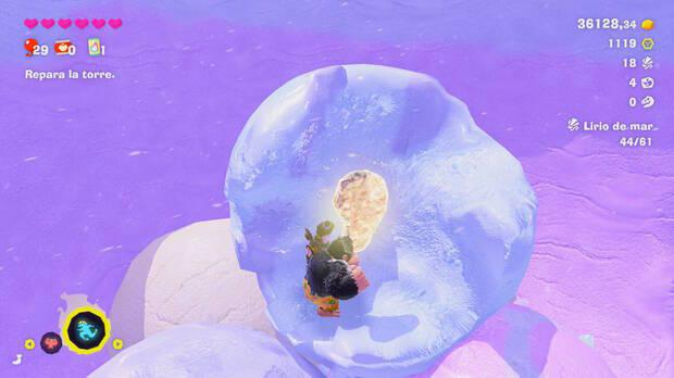 Donkey Kong Bananza - Ubicación del fósil Lirio de mar 28 en Estrato del glaciar