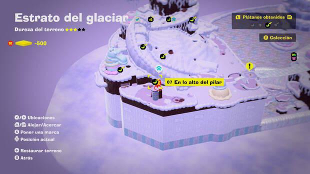 Donkey Kong Bananza - Localización en el mapa del plátano 07 en Estrato del glaciar