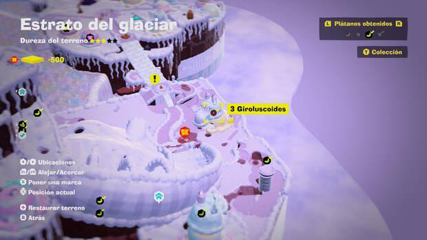 Donkey Kong Bananza - Localización en el mapa del plátano 08 en Estrato del glaciar