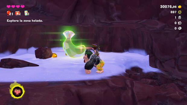 Donkey Kong Bananza - Ubicación del plátano 03 en Estrato del glaciar