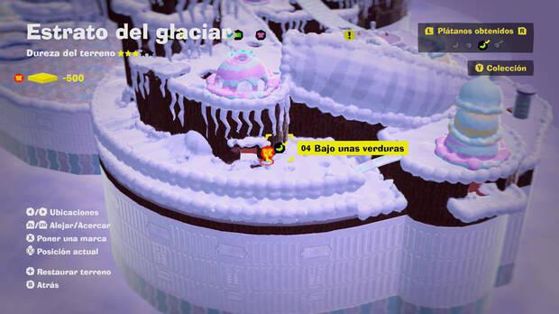Donkey Kong Bananza - Localización en el mapa del plátano 04 en Estrato del glaciar