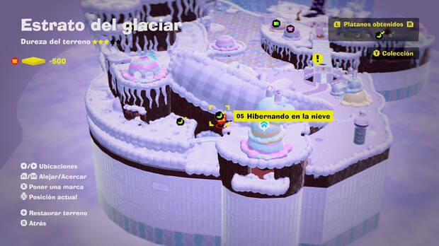 Donkey Kong Bananza - Localización en el mapa del plátano 05 en Estrato del glaciar