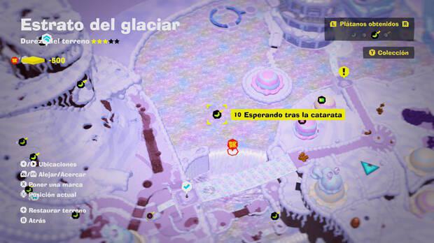 Donkey Kong Bananza - Localización en el mapa del plátano 10 en Estrato del glaciar