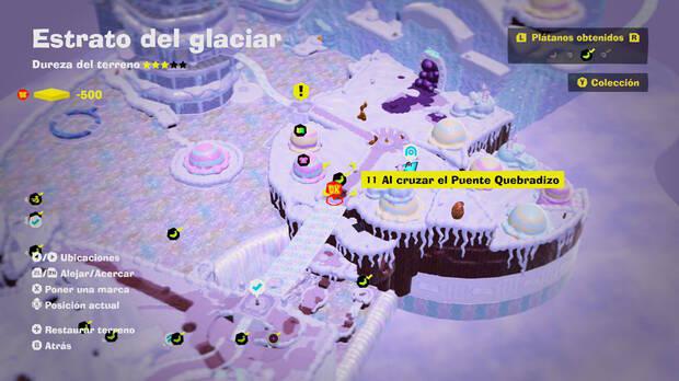 Donkey Kong Bananza - Localización en el mapa del plátano 11 en Estrato del glaciar